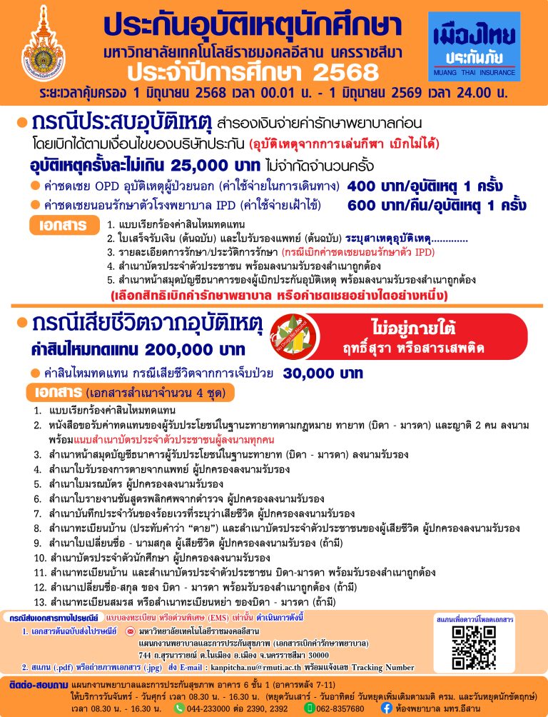 รายละเอียดประกันอุบัติเหตุ 68